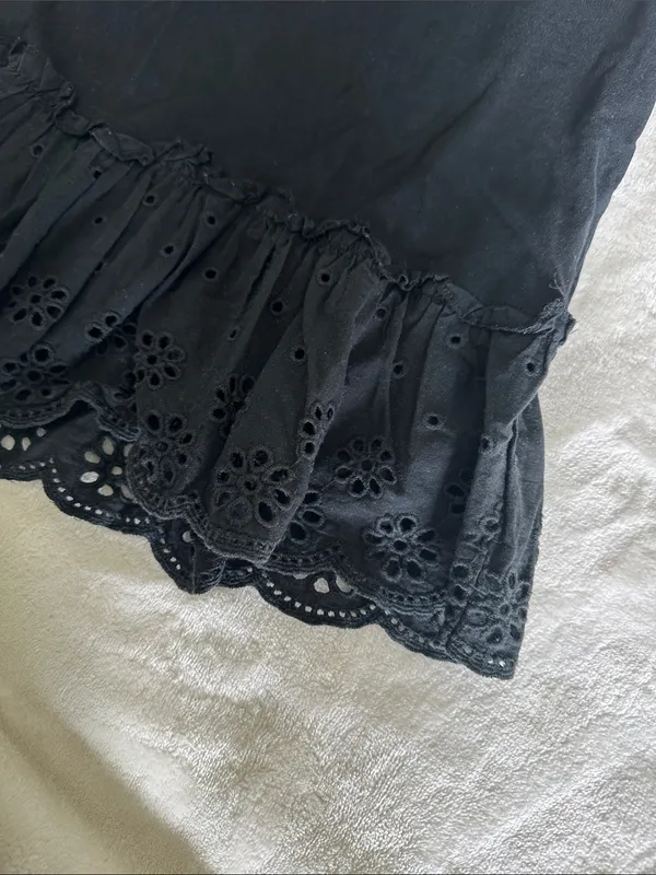 J. Crew Black Eyelet Ruffle Hem Tank - Image 4