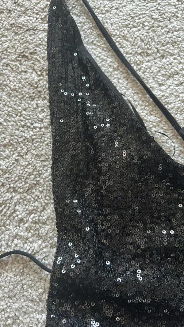 Black Sequin Homecoming Dress Korset Size M - Image 3