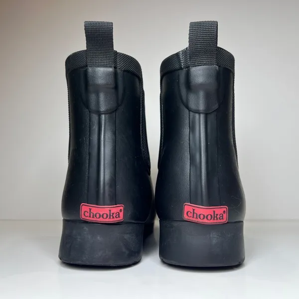 Chooka Black Waterproof Chelsea Rain Boots Faux Fur Lined Women's Size 6 - Image 9