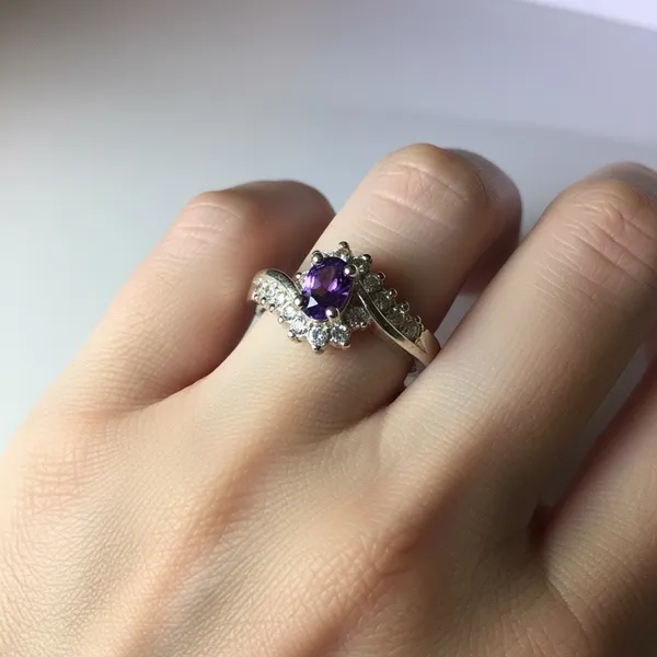 Faux Amethyst Crystal Ring Silver - Image 3