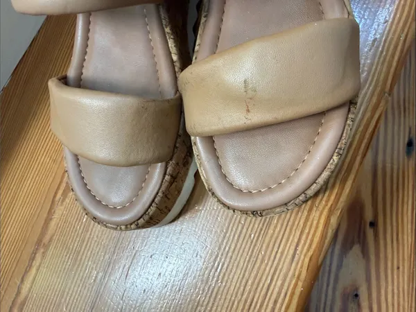 Steve Madden Tan Double-Strap Cork Platform Slides - Image 3