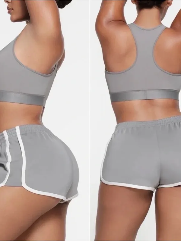 SKIMS Gray Retro Track Dolphin Shorts - Image 3