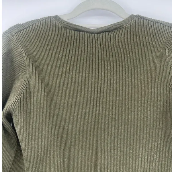 Ralph Lauren Vtg Polo Jeans Y2K Womens Sweater Sz XL Olive Ribbed Preppy Quiet Luxury Flag - Image 6