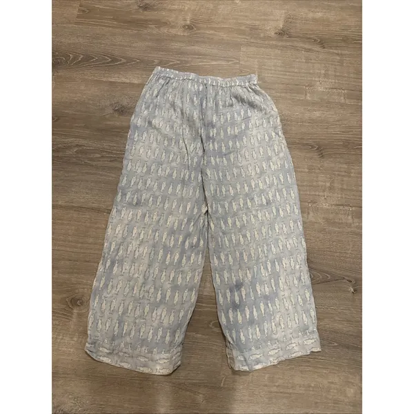 World Market Blue Watercolor Illustrated Sardine Culotte Pajama Pants S/M Soft - Image 6