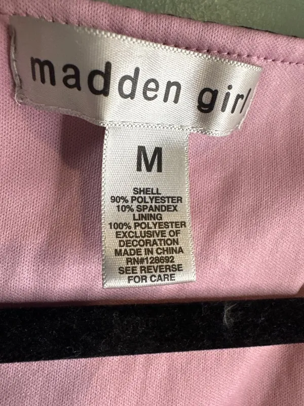 Madden Girl Pink Lace Crop Top Womens M Y2K Coquette Fairy Grunge Long Sleeve - Image 3