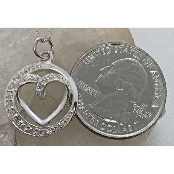 Open Heart Sisters Always CZ Pendant Sterling 925 Silver 18'' Necklace 4g Dainty - Image 3