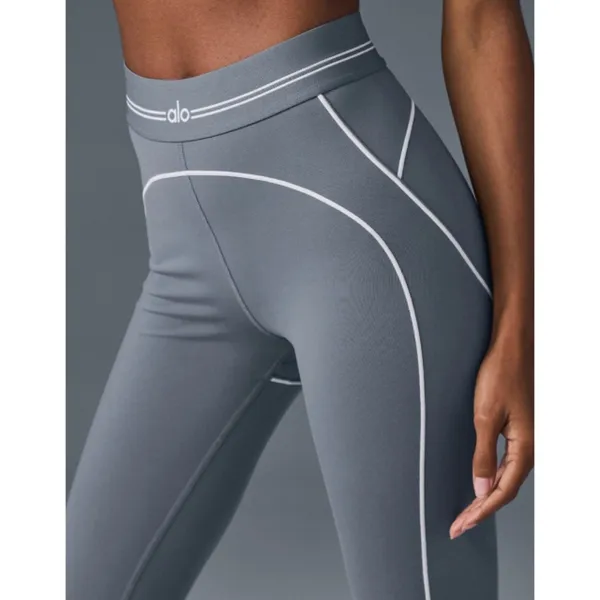 Alo Airbrush High-Waist Heart Throb Legging Steel Grey White Hi-Rise Waisted XS - Image 3