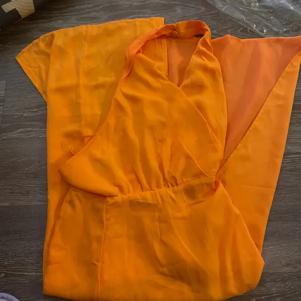 Vici Nwt Finch Drape Front Halter Midi Dress - Tangerine - Image 6