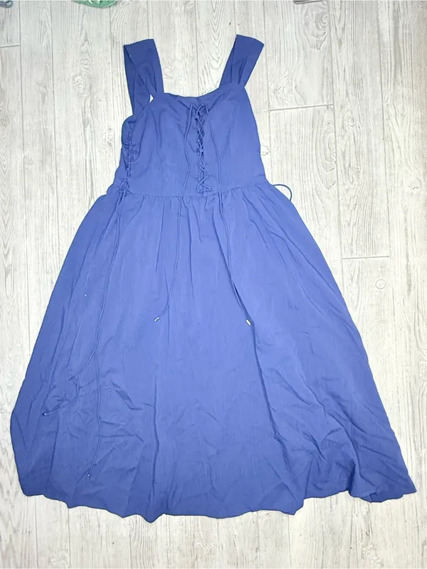 Scarlet darkness blue renaissance whimsical cosplay dress corset front and sides - Image 8