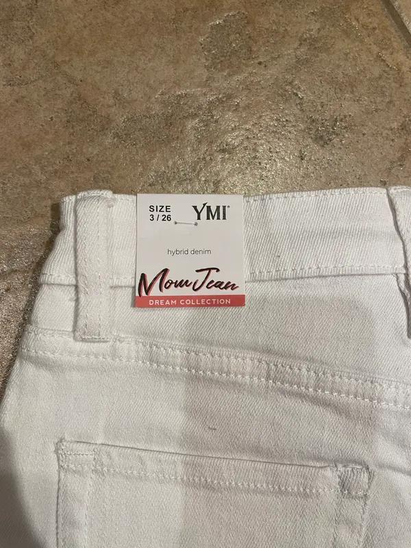 YMI Hybrid denim White Distressed Mom Jeans High Rise Dream Fit Size 3 New - Image 3