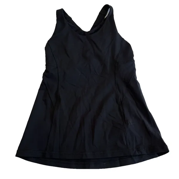 Lululemon Stash N Run Tank Top Built In Bra Size 4 Black Criss Cross Pockets - Image 4