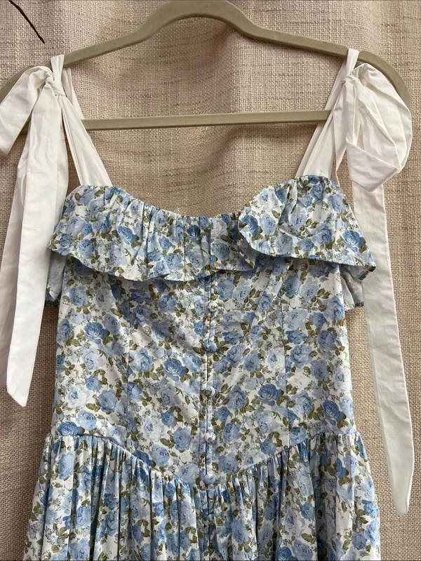 Floral Printed Contrast Shoulder Strap Midi Dress Last One Size Small - Image 7
