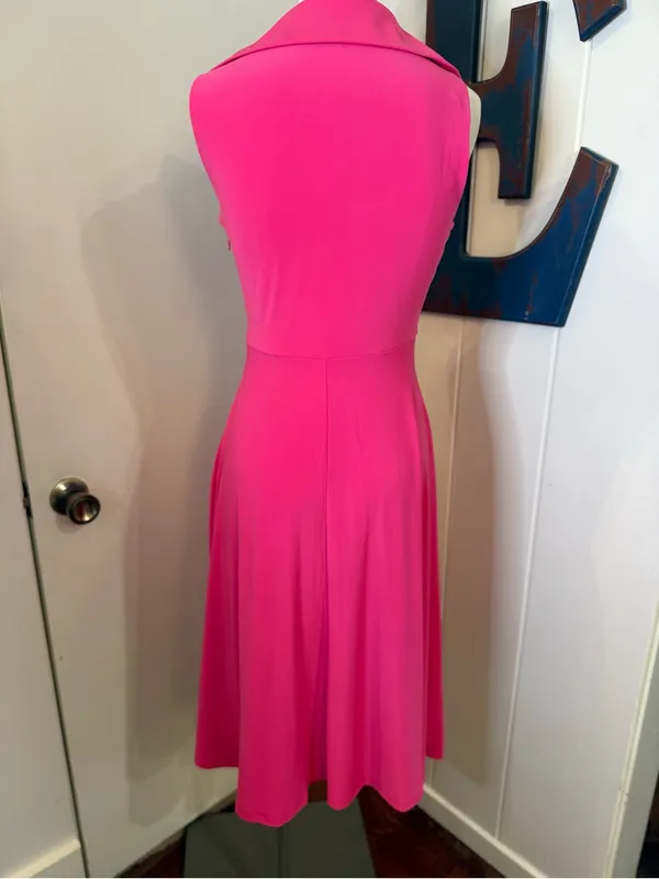 Tommy Hilfiger Hot Pink Sleeveless Twist-Waist Midi Dress Sz 2 - Image 2
