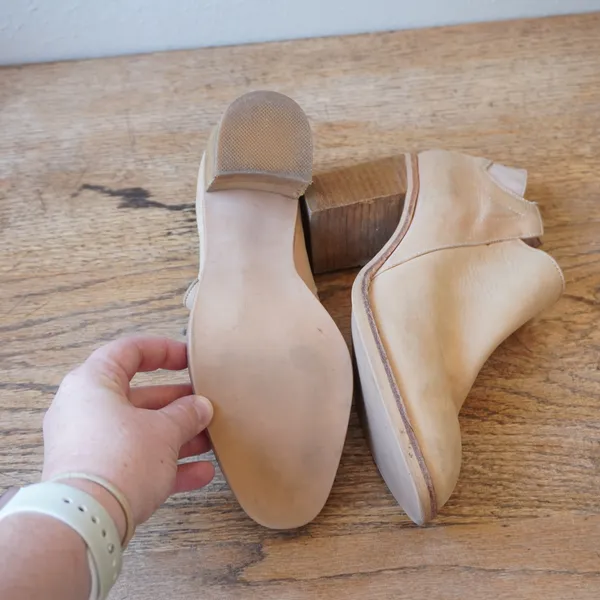 Jeffrey Campbell x Free People Size 7.5 Ankle Bootie Heels Tan Leather Boho - Image 9