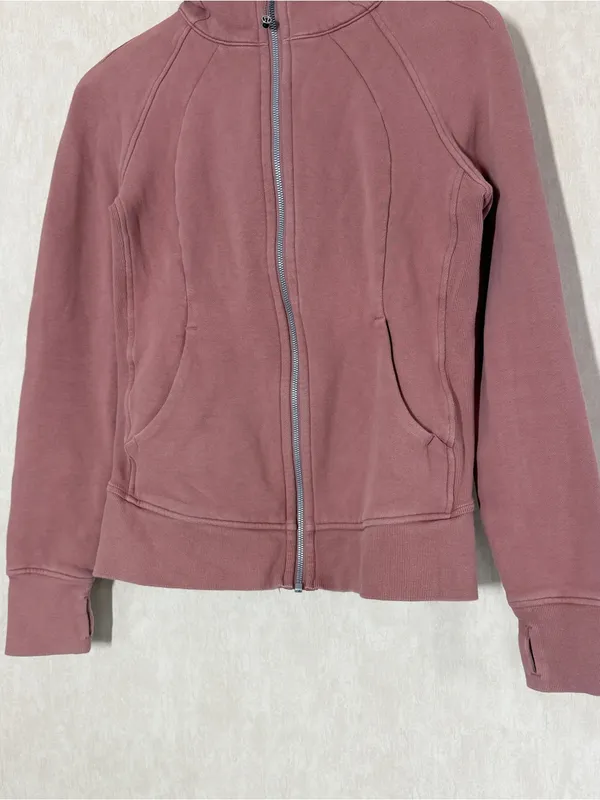 Lululemon Women’s Scuba Full Zip Hoodie Light Cotton Fleece in Pink Mauve a8 - Image 3