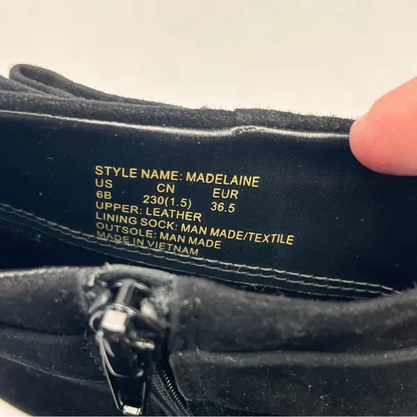 Kate‎ Spade Madelaine Womens Size 6B 6 Black Leather Suede Heeled Bootie Strap - Image 3