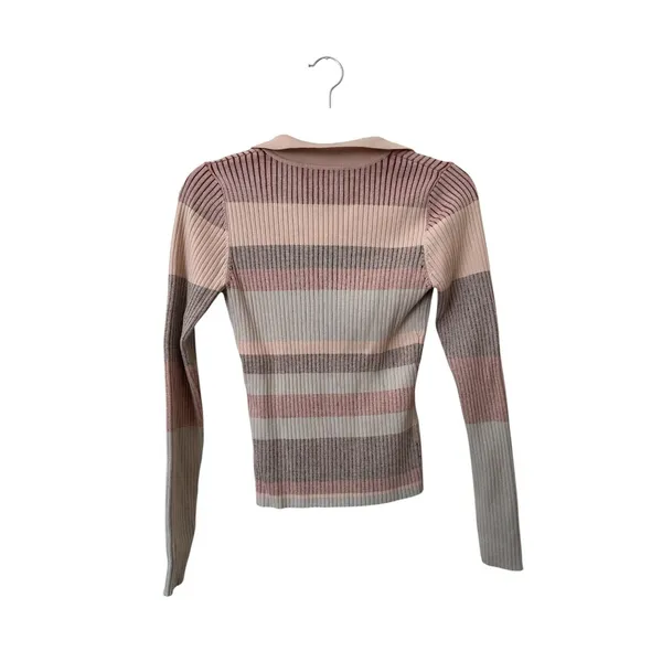 INTERMIX Reversed Stripe Knit Sweater Small - Image 4