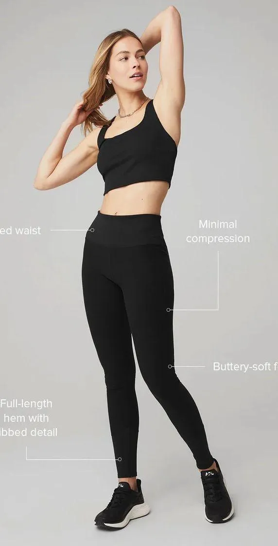 Alo HIGH-WAIST ALOSOFT LOUNGE LEGGING BLACK Size S NWT - Image 2