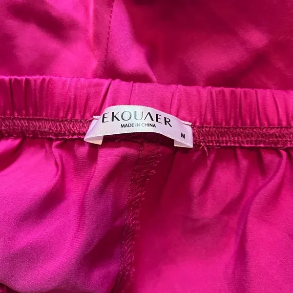 Ekouaer Women’s Vibrant Pink Two-Piece Sleep Set Size M - Image 6