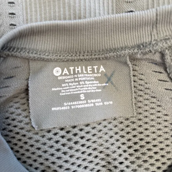 ATHLETA Diamond Mesh Trophy Seamless Short Sleeve Tee‎ Green Size Small Shirt - Image 4