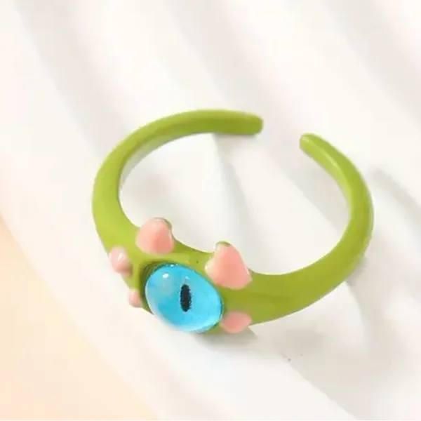 Cute Quirky Green Monster Design Cuff Ring Gothic Punk Style‎ - Image 9
