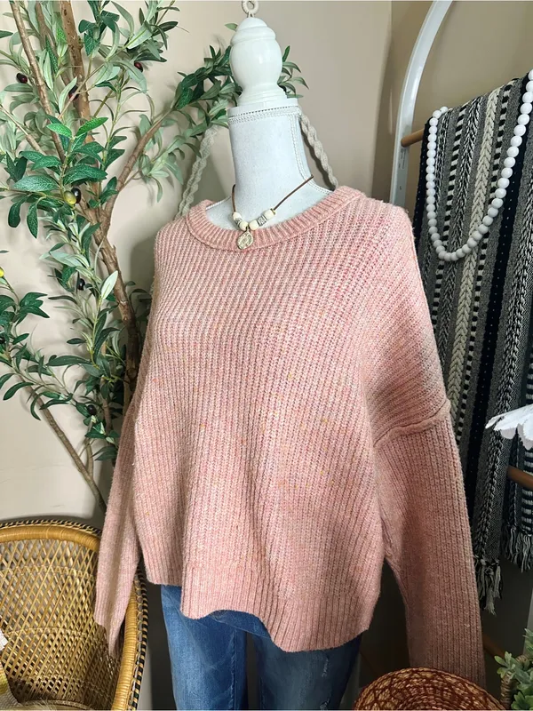 American Eagle Pink Chunky Knit Boxy Oversized Sweater XL - Image 3