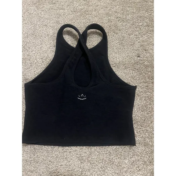 Beyond Yoga Studio Space Dye Cross Back Heather Black Gym Fitness Tank Top M - Image 4