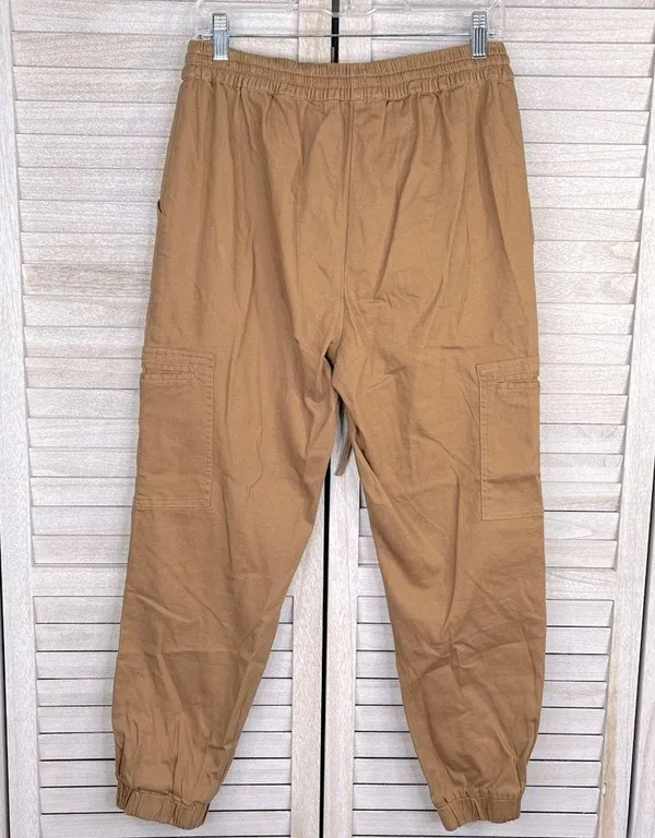 PACSUN Cargo Style Joggers Pull On Drawstring Waist Light Brown/Tan-Medium - Image 2