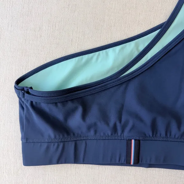 Fourlaps Sports Bra Womens Medium Navy Blue One Shoulder Double Strap Activewear - Image 8