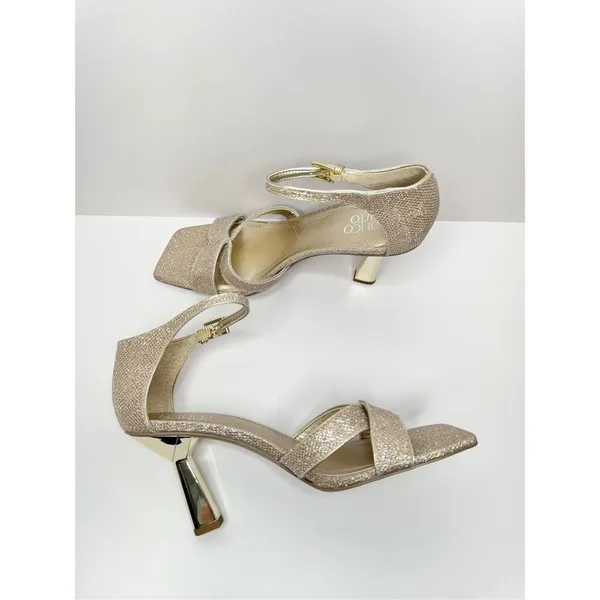 Franco Sarto Gold Sandals Glitter Square Toe Sculpted Heel Size 8‎ - Image 8