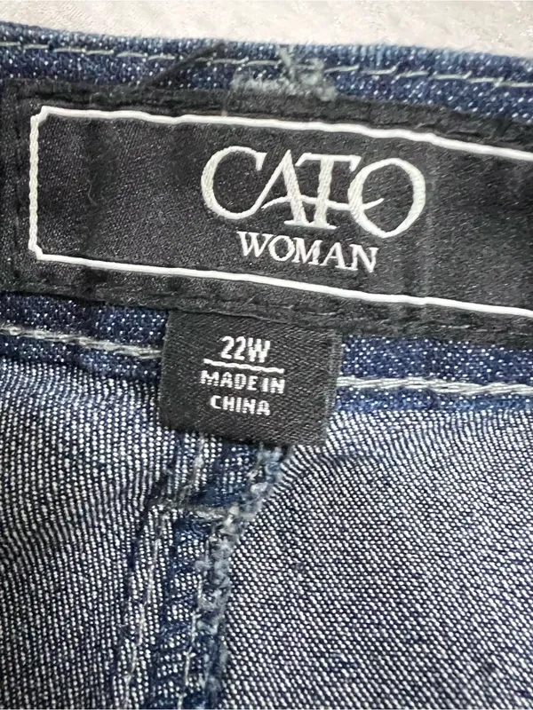 Vintage Cato Woman Blue Denim Jean western skirt studded rhinestone pockets 22w - Image 2