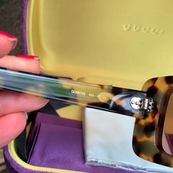 Authentic GUCCI 48mm Rectangular Tortoise Acetate sunglasses - Image 12
