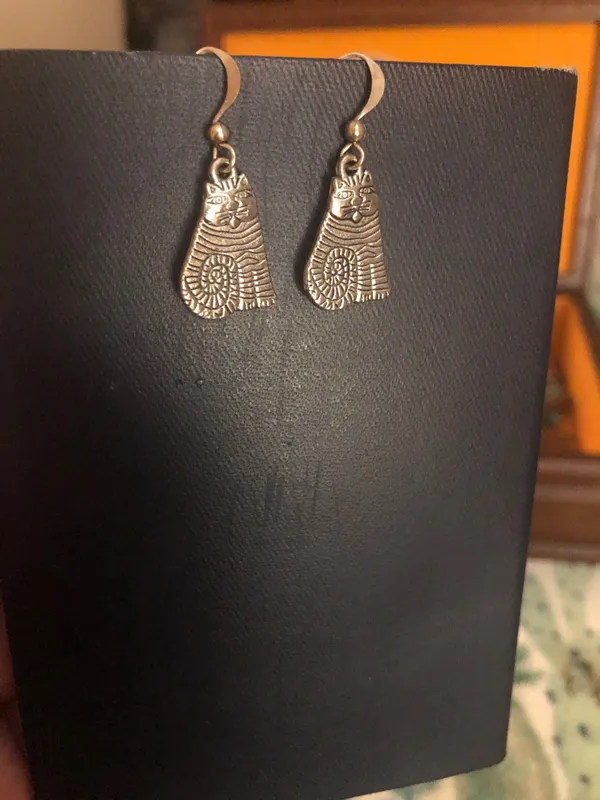Kitten cat handmade earrings Silver - Image 2