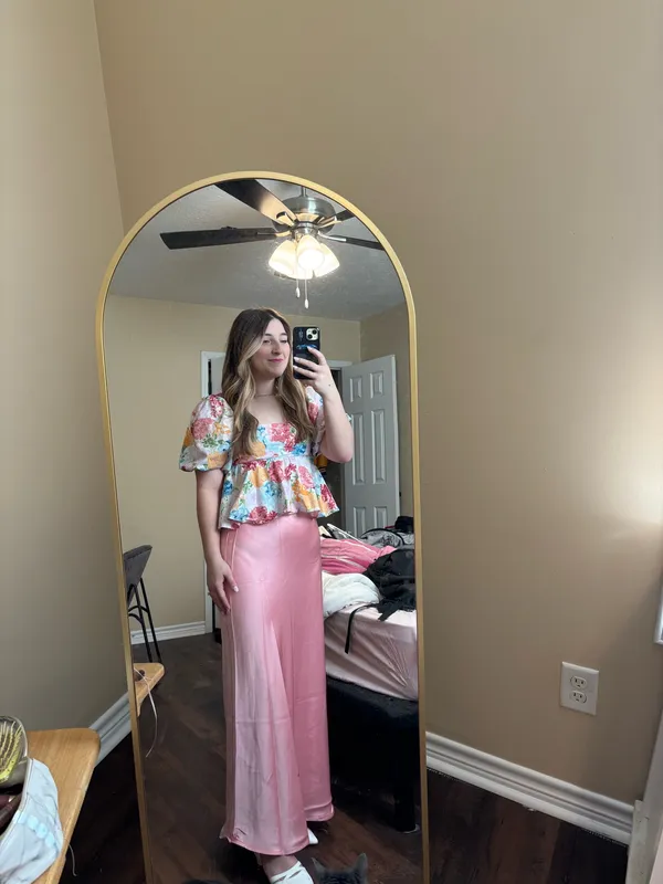 Pink Silk Maxi Skirt Size M - Image 2