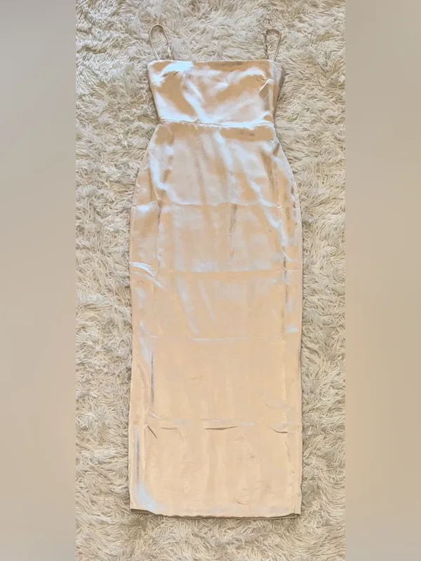 NWOT HOUSE OF CB Costanza vintage cream satin Maxi Dress sz S - Image 5