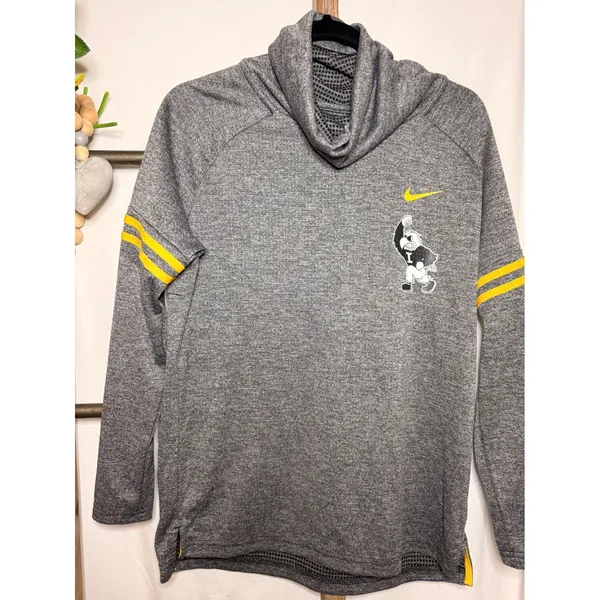 Nike Iowa Hawkeyes Cowl Neck Pullover Top Womens Medium Grey Herky the Hawk NCAA - Image 3