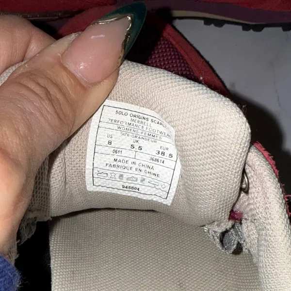 Merrell Solo Origin Sneakers Women 8 Red Suede Granola Mesh Hiking Trail Running - Image 3