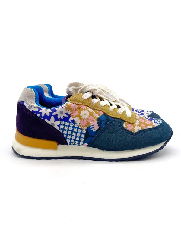 Inkkas Hendrix Jogger Sneakers Women’s Size 7 Patchwork Floral Suede Retro Shoes - Image 4