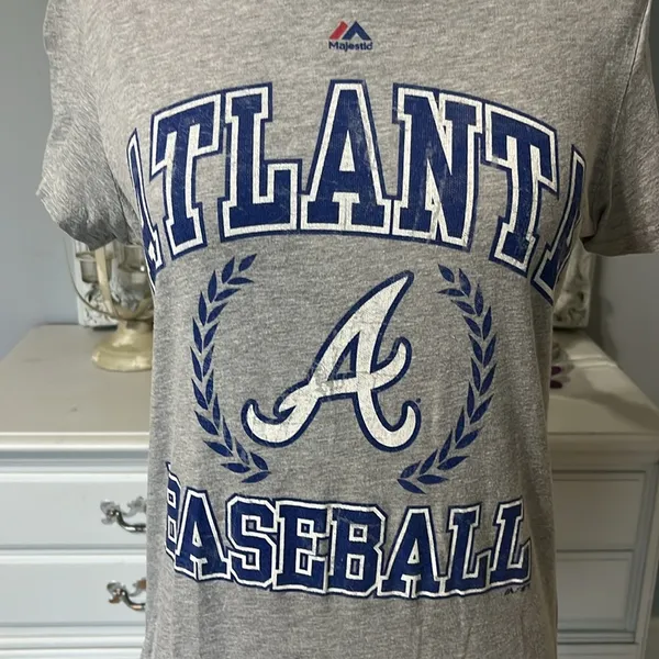 Majestic Atlanta Braves Baseball Shirt Womens Medium - Image 2