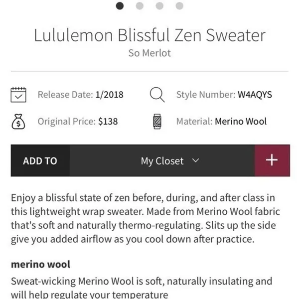 Lululemon Blissful Zen Merino‎ Wool Wrap Sweater Pink Size 2 - Image 14