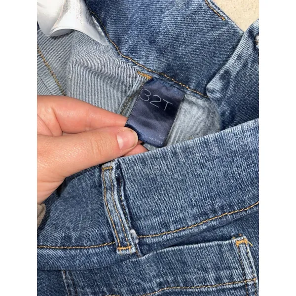 pilcro the skipper jeans 32 tall raw hem‎ Wide Leg Crop Jeans Denim (33x31) - Image 5