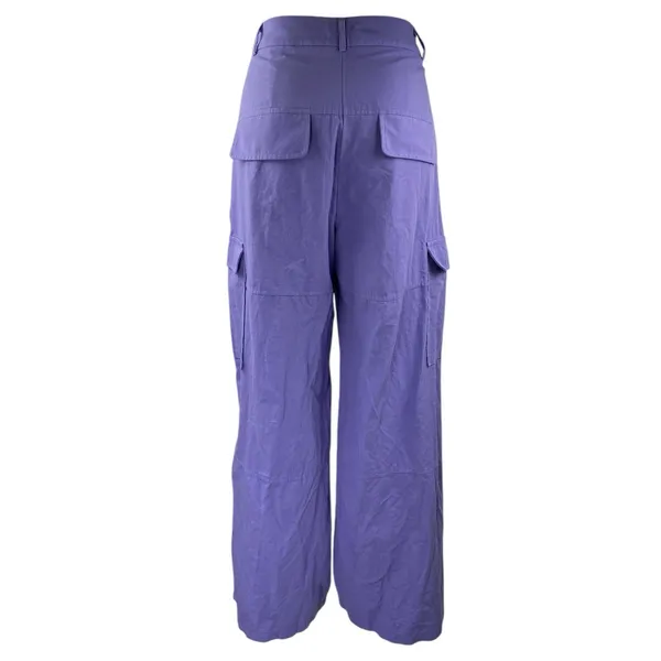 La Chocole Women's Purple High Waisted Wide Leg Trousers Cargo Pants Size 40 - Image 3