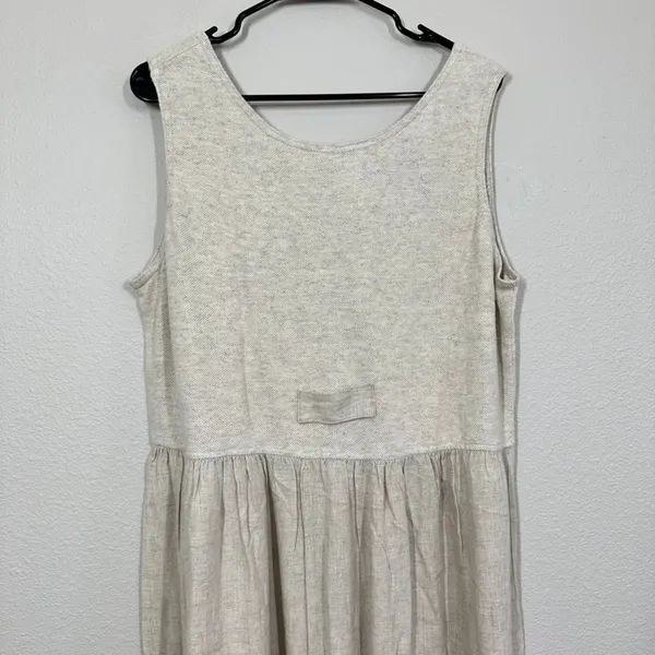 Vintage Timbuktu Station Womens L Midi Dress Oatmeal Linen Blend Knit Lagenlook - Image 7