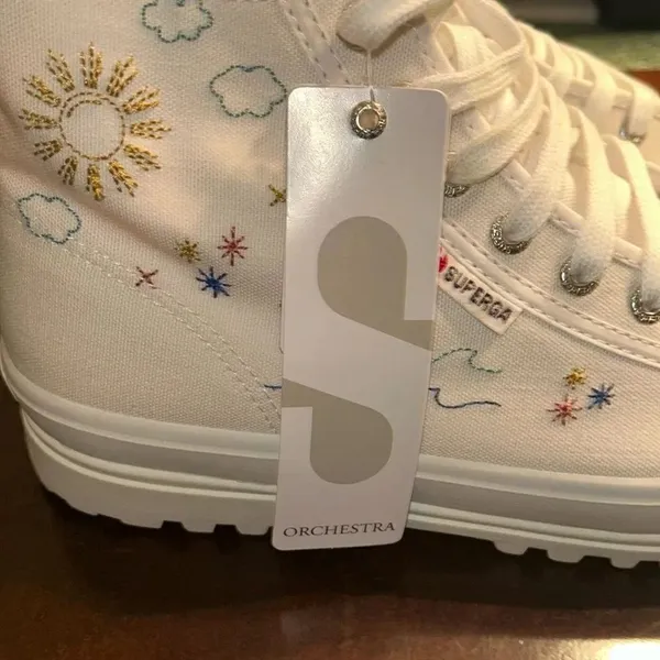 Superga White & Blue Embroidered Accent Alpina Plao Hightop Sneakers.(Size 7.5) - Image 5