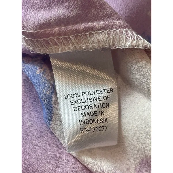 Evri Long Sleeve Semi Sheer Pink Blue Paint Look Tie Waist V-neck 3x Top NWT - Image 9