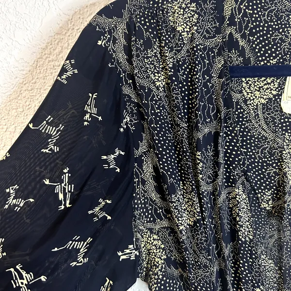 Vintage Sharon Rothfeld Sharon's World Wrap Dress Womens Size 11/12 Navy Silk - Image 3