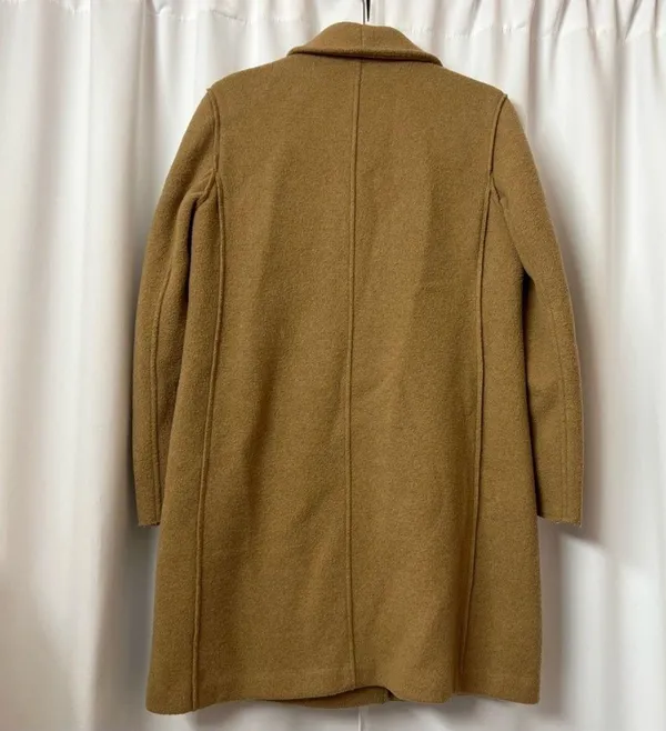 J. Crew Factory Beige Tan Button Up Winter Wool Coat Size 6 Small Peacoat - Image 7