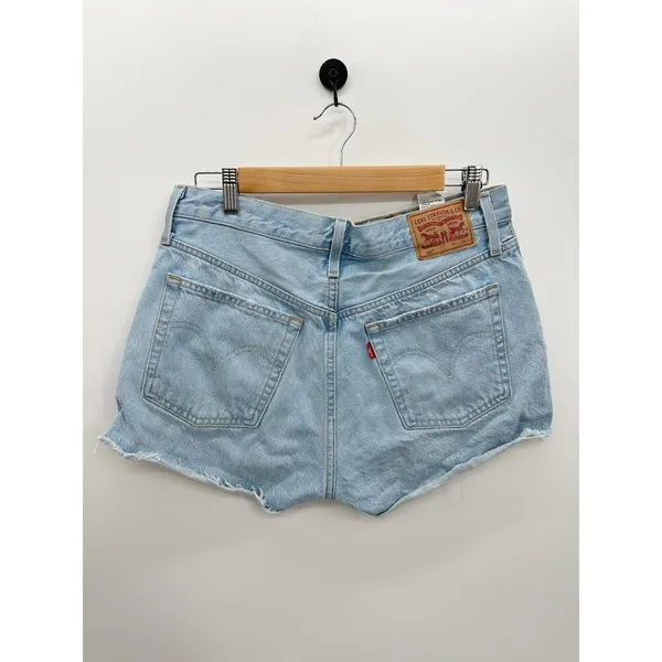 Levi's Shorts Women 30 Light Wash High Rise Denim Distressed Button Fly - Image 2