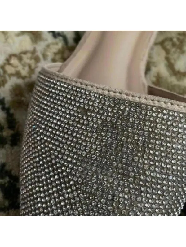 Rampage rhinestone studded pointed toe open side flats wedding glam - Image 2