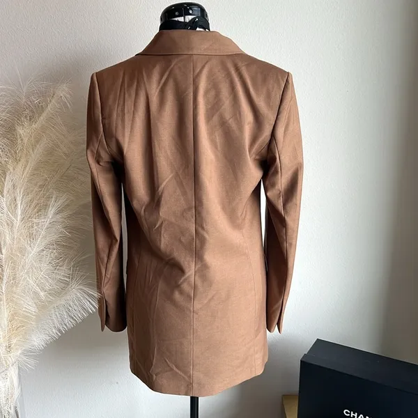 Zara Brown Tan Double Breasted Oversized 90s minimalist Blazer - Image 6